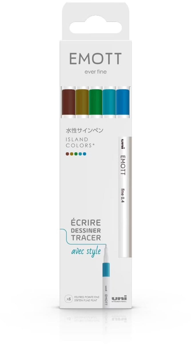 Uni Emott Fineliner Set Island 5 Kleuren