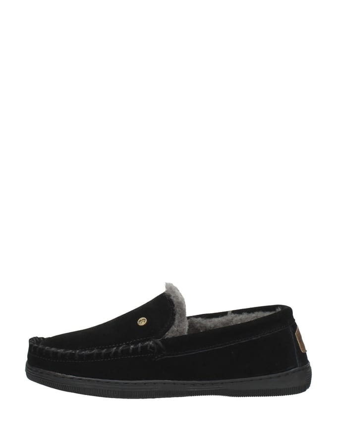 Warmbat Grizzly Suede Heren Sloffen - Zwart
