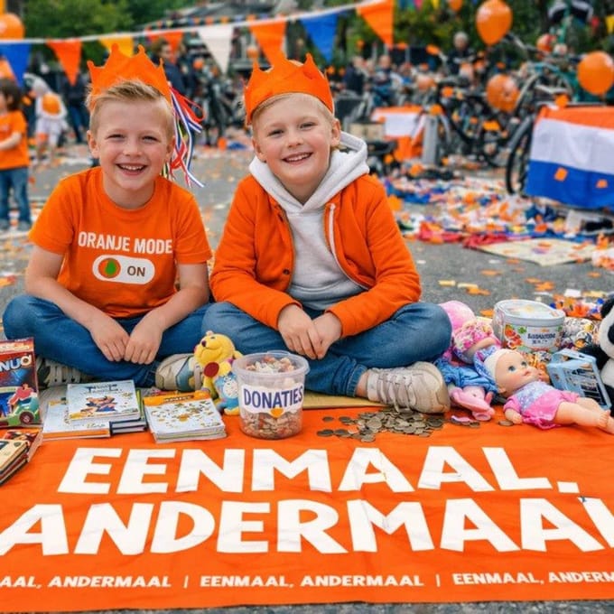 Vrijmarkt kleed - Eenmaal, Andermaal - Koningsdag