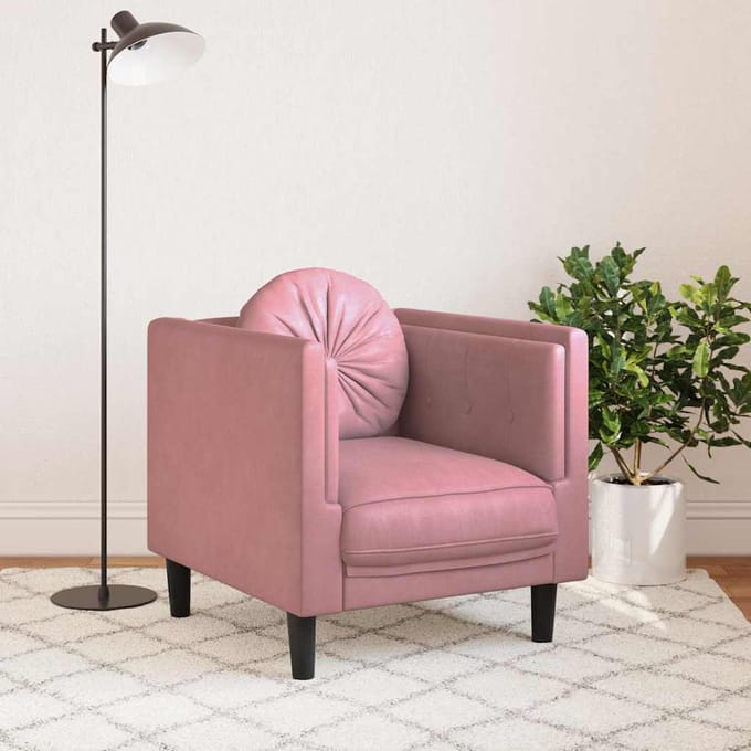 vidaXL - Fauteuil - met - kussen - fluweel - roze