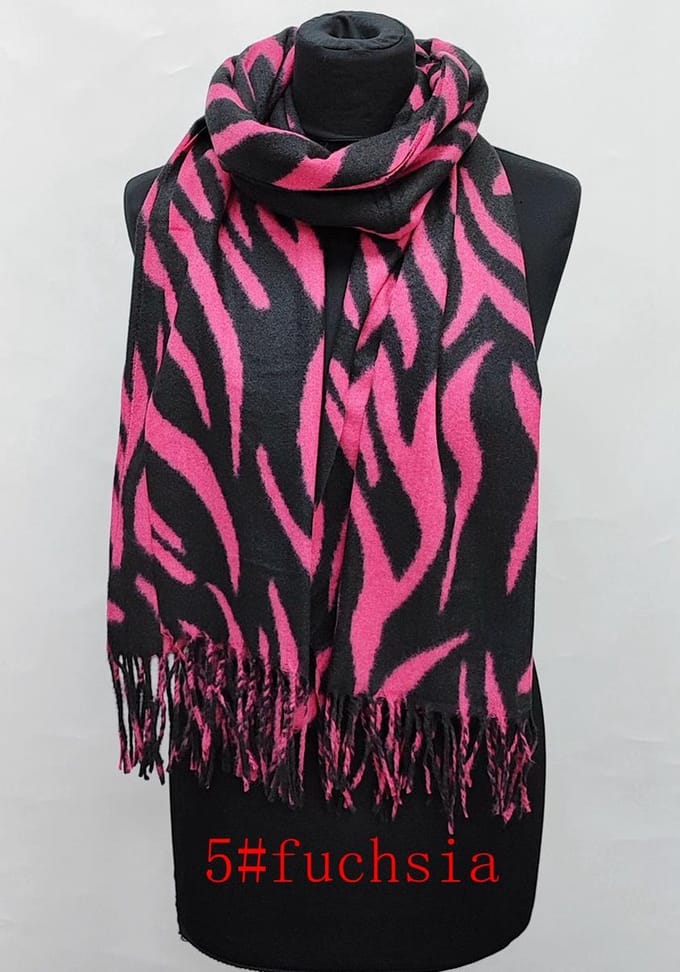 Dames warme sjaal met print herfst/winter SQ24-6 180x68CM Fuchsia