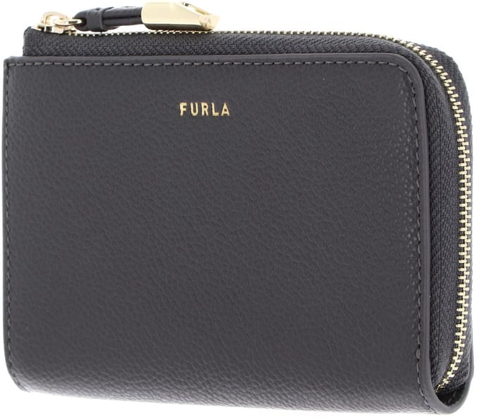 FURLA Leren kaarthouder Vitello Night Goccia Card Case Urban Gray grijs