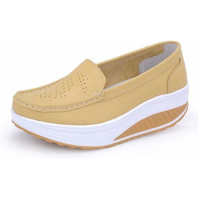 Chaussures de travail décontractées à semelles compensées solides pour femmes, chaussures de travail à semelle épaisse 35 jaune