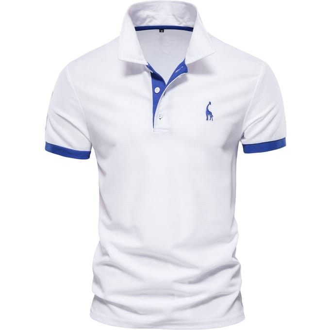 Heren Poloshirt met Borduurwerk van Herten Korte Mouw Judy Mesh Revers T-shirt Plenty L gray