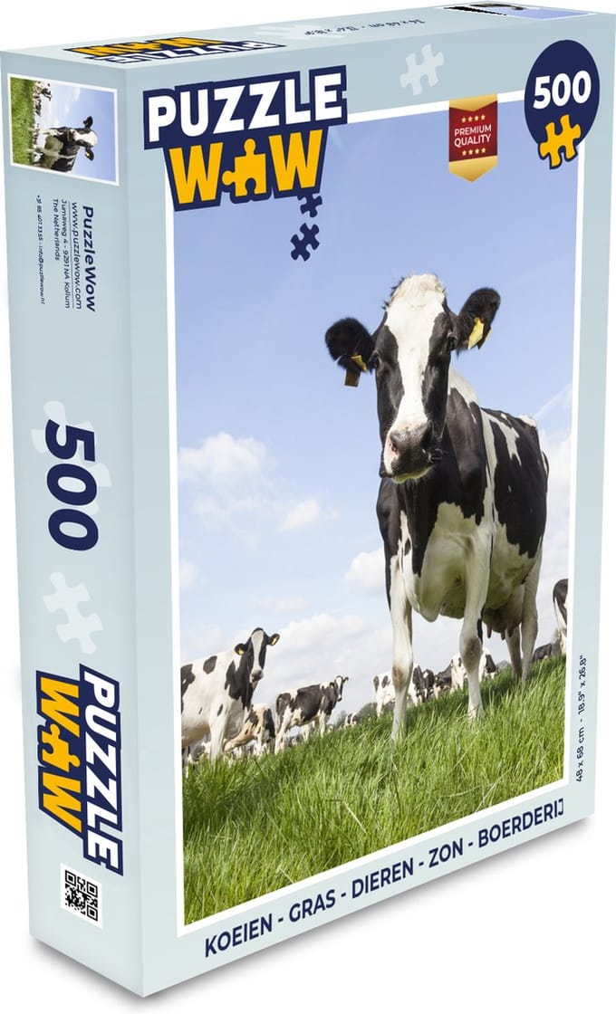 Puzzel Koeien - Gras - Dieren - Zon - Boerderij - Legpuzzel - Puzzel 500 stukjes