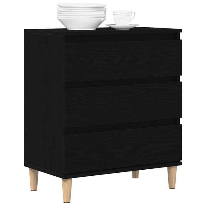 vidaXL - Dressoir - Zwart - Eiken - 60 - x - 35 - x - 70 - cm - Bewerkt - hout