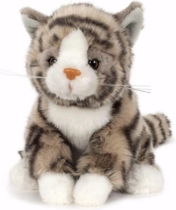 Semo kat knuffel - Cyperse kat - grijs - 16 cm - huisdieren - pluche poes
