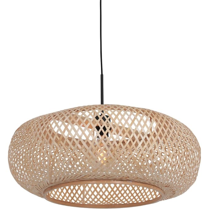 Hanglamp - naturel - MAZE - bamboe hout metaal - Ø 60cm - E27 - 7505ZW - Steinhauer
