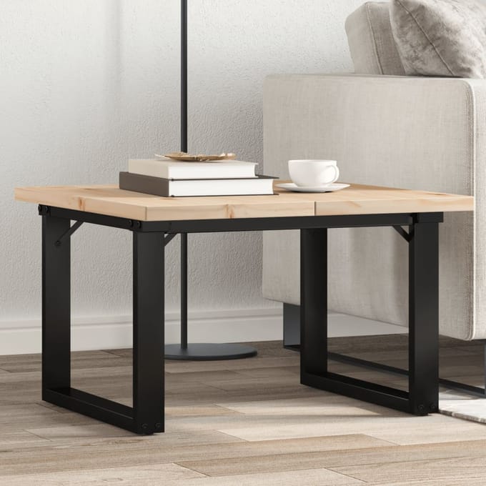 vidaXL - Salontafel - O-frame - 70x70x40,5 - cm - grenenhout - en - staal