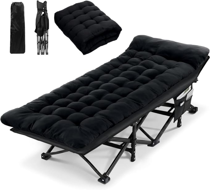 Veldbedden 1 Persoon - Veldbed - Veldbedden 1 Persoon met Matras -Zwart