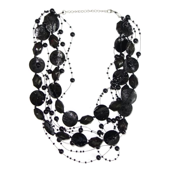 Draad Ketting Parel met Schelp Zwart