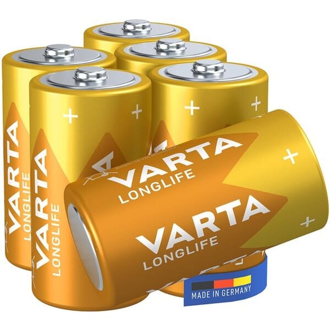 Varta batterij alkaline, baby, C, LR14, 1.5V long life, folieverpakking (6-pack)