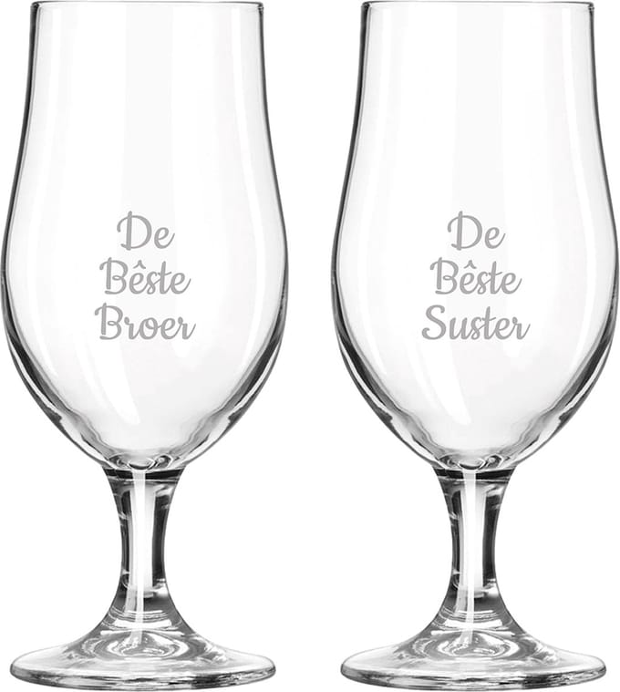Gegraveerde bierglas op voet 49cl De Bêste Broer- De Bêste Suster