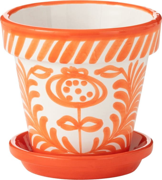 J-Line bloempot Granada Handmade + Painted - keramiek - oranje - small - Ø 21 cm