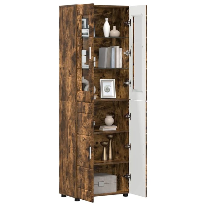 vidaXL - Highboard - FLORIN - 60 - x - 35 - x - 182 - cm - Rook - Eiken - Bewerkt - hout