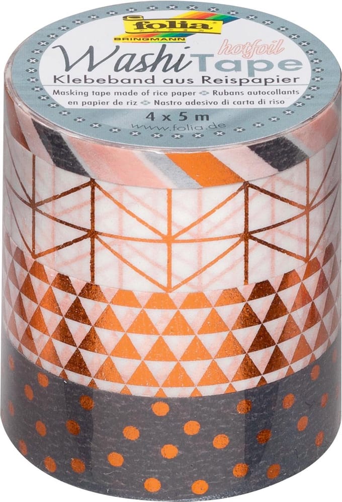 Folia washi tape koper | pak met 4 stuks