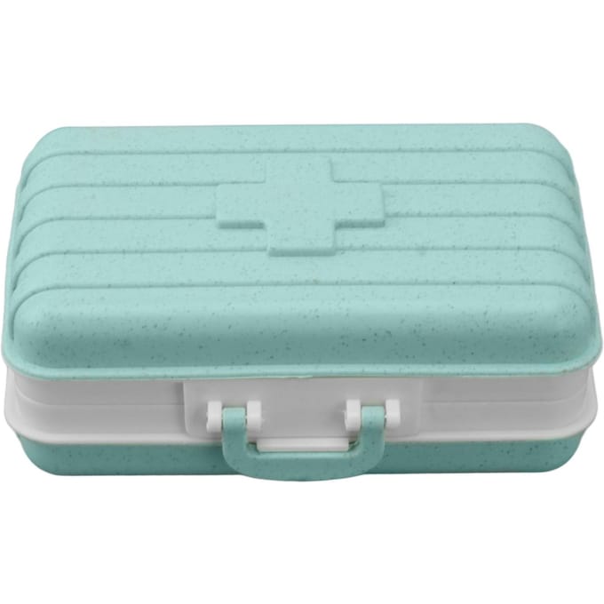 Mini Medicijndoos 6 Vakken Kofferontwerp Strakke Sluiting Plastic Medicijncontainer voor Zak groen