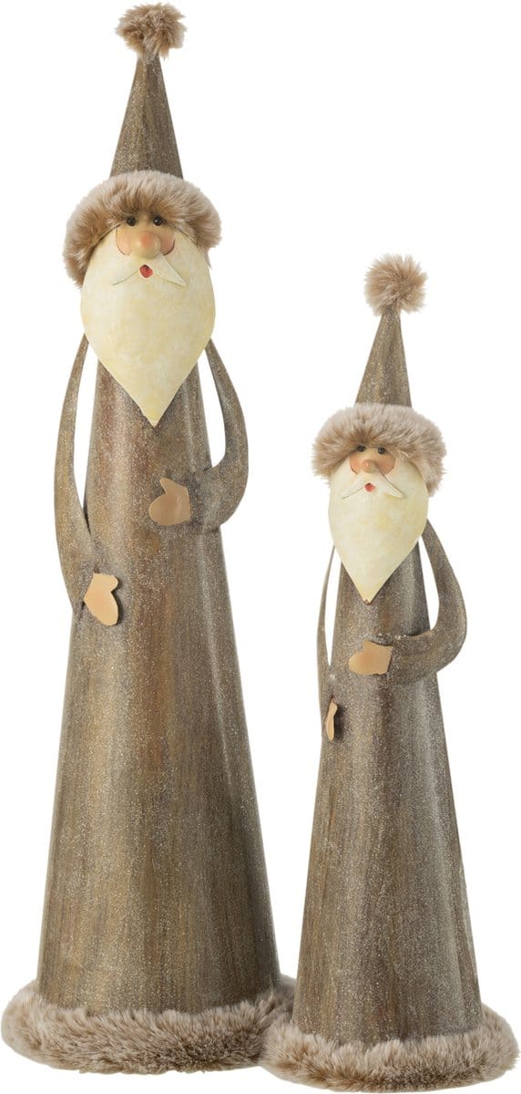 J-Line figuur kerstman Rond Bont - metaal - grijs - large