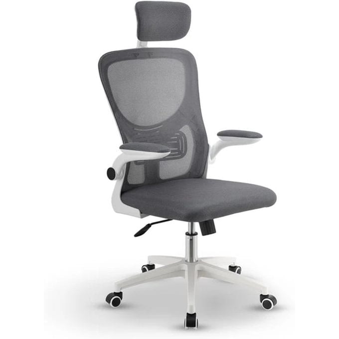 Juskys Ergonomische Bureaustoel - Baltimore - Wit / Grijs