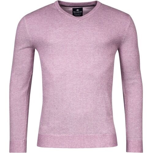 Baileys Trui V-Neck Cotton 2-Tone Jacquard Lilac Melange / male