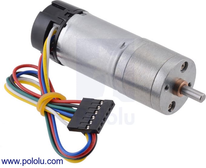 9.7:1 Metal Gearmotor 25Dx63L mm LP 12V with 48 CPR Encoder Pololu 4882