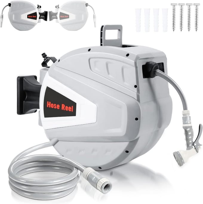 Automatische Wandslanghaspel met 30m Slang en Handdouche