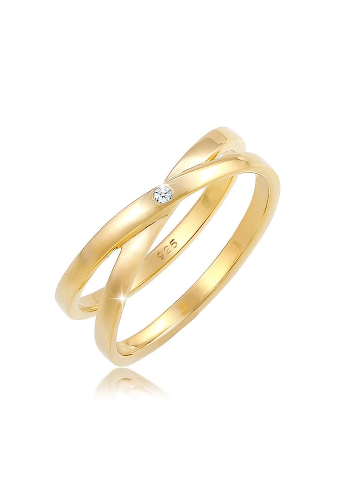 Elli PREMIUM - Ring - Dames Wikkeloptiek met Diamant (0,02 ct.) in 925 Sterling Zilver - Dames
