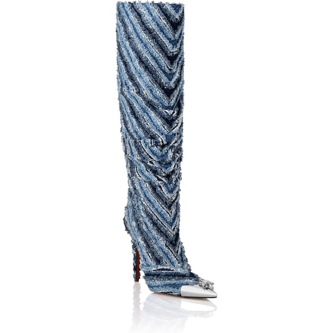 Mix Denim High Boots Hi-Heels