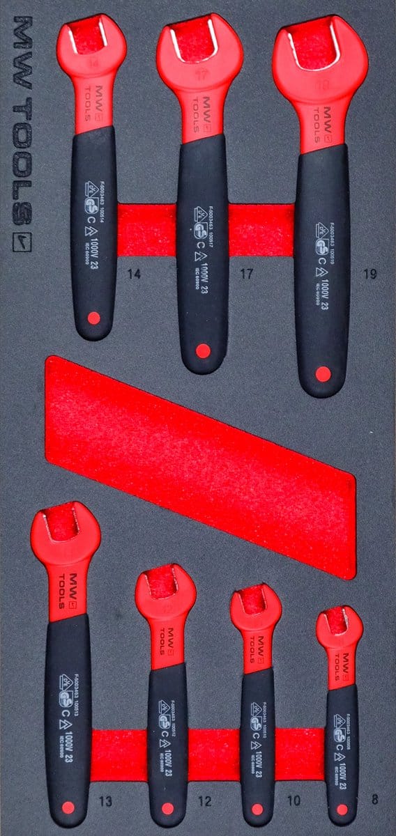 Steeksleutelset EV foam tray 7 delig MW Tools MWECO8197
