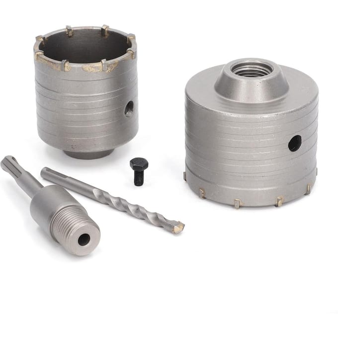 Ensemble de 5 Scies Cloches Béton Acier 45# Alliage YG8 Kit de Forets Muraux pour Maçonnerie Pierres Briques
