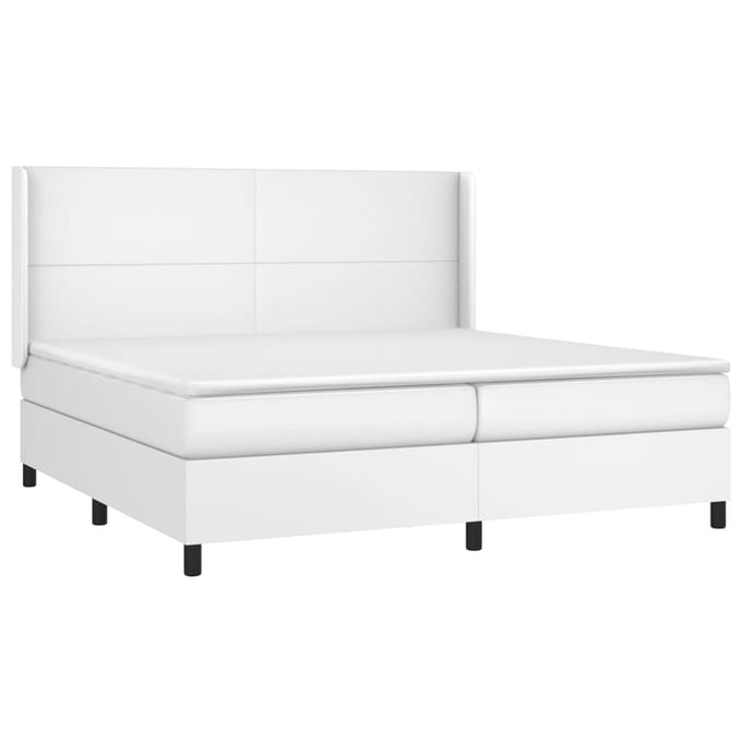 vidaXL - Boxspring - met - matras - kunstleer - wit - 200x200 - cm