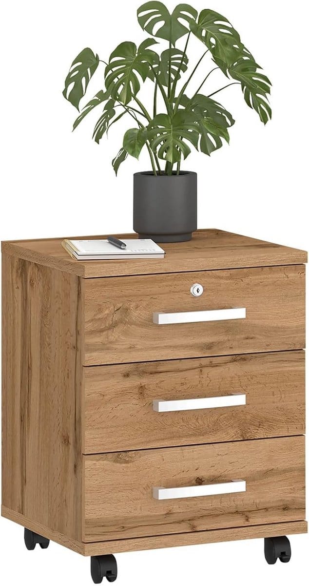 Rollcontainer met 3 lades in wild oak 44 x 58 x 45 cm