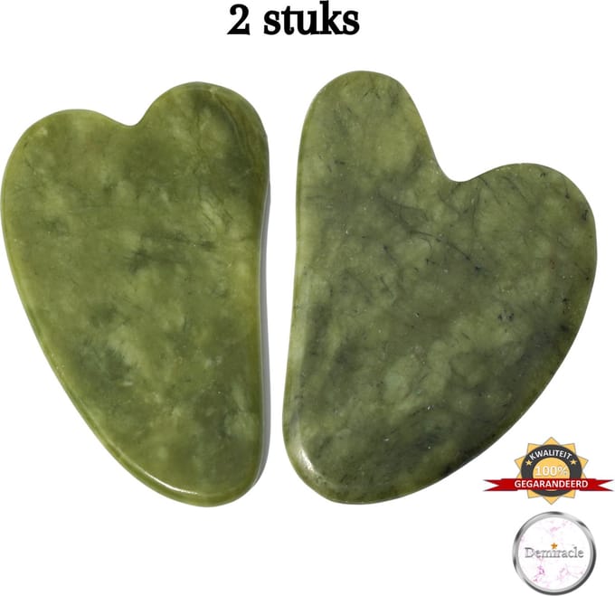 Demiracle® Pure Jade Gua Sha Set – Schraper - Gua Sha – Gezichtsmassage – Massage – Jade Roller - Face Roller – Ontspanning