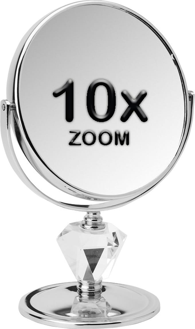 Metalen spiegel diamant make up spiegel 10x vergroting - Ø15cm