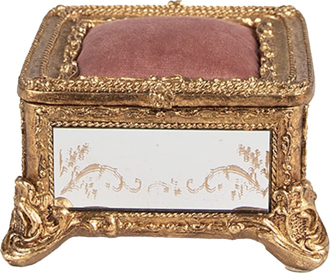 Clayre & Eef Sieradendoos 12x12x7 cm Goudkleurig Polyresin