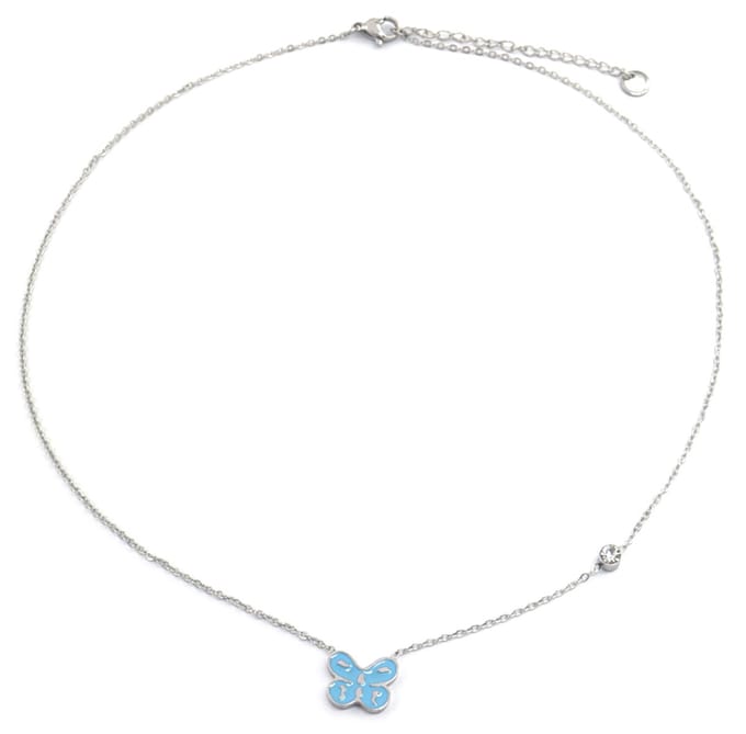 Ketting voor Kinderen - Vlinder - RVS - Lengte 35-41 cm - Zilverkleurig