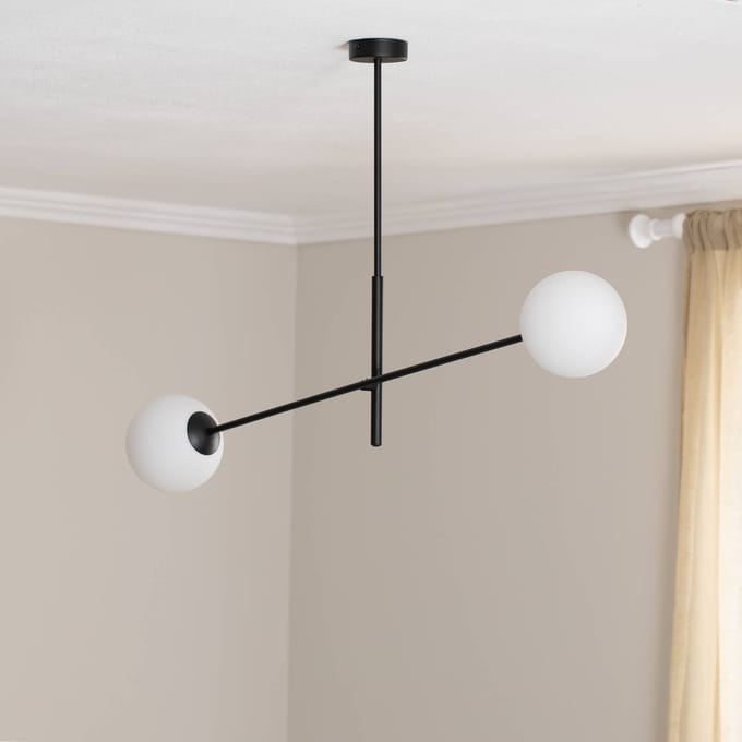 EMIBIG LIGHTING Plafondlamp Lineair, zwart/opaal, 2-lamps