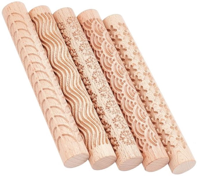 Allecto - Houten Handvat Klei Textuur Roller - Klei Gereedschap - 6