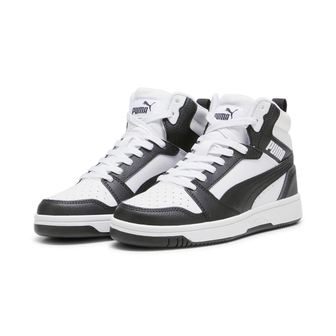 PUMA Puma Rebound V6 Mid Jr Unisex Sneakers - PUMA White-PUMA Black-Shadow Gray