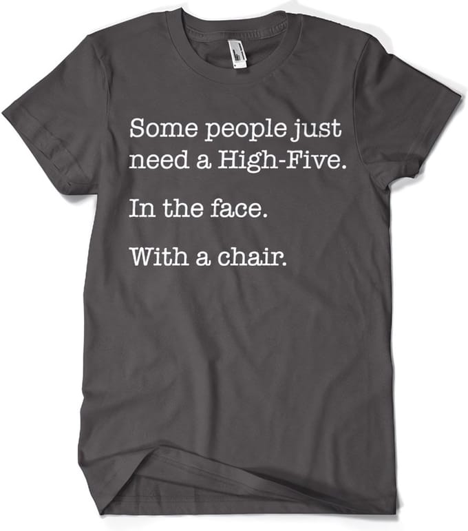 Hybris T-shirt ‘Some People Just Need A High Five’ donkergrijs