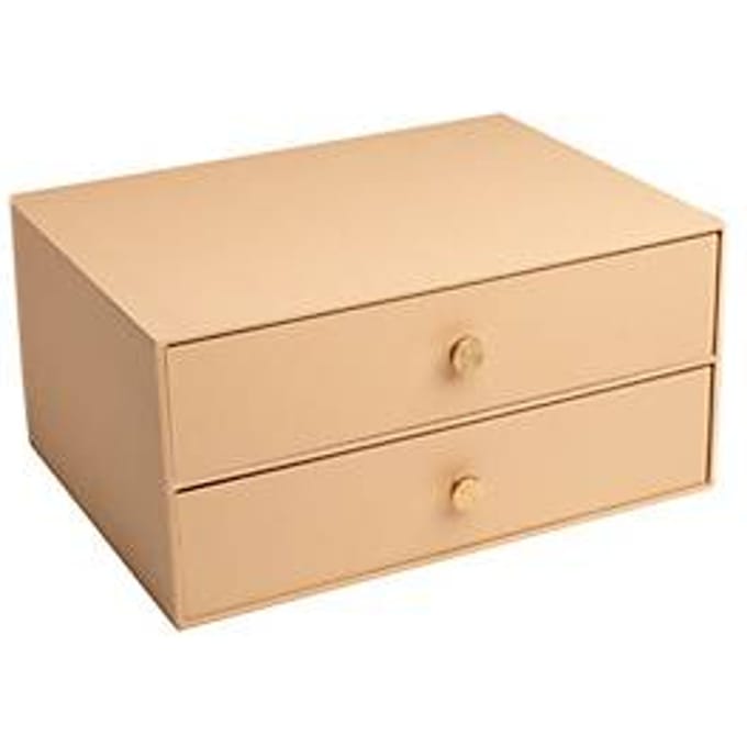 Exacompta OfficeByMe ladekast A4+, beige, 2 laden met gouden knop, FSC-karton, stapelbaar