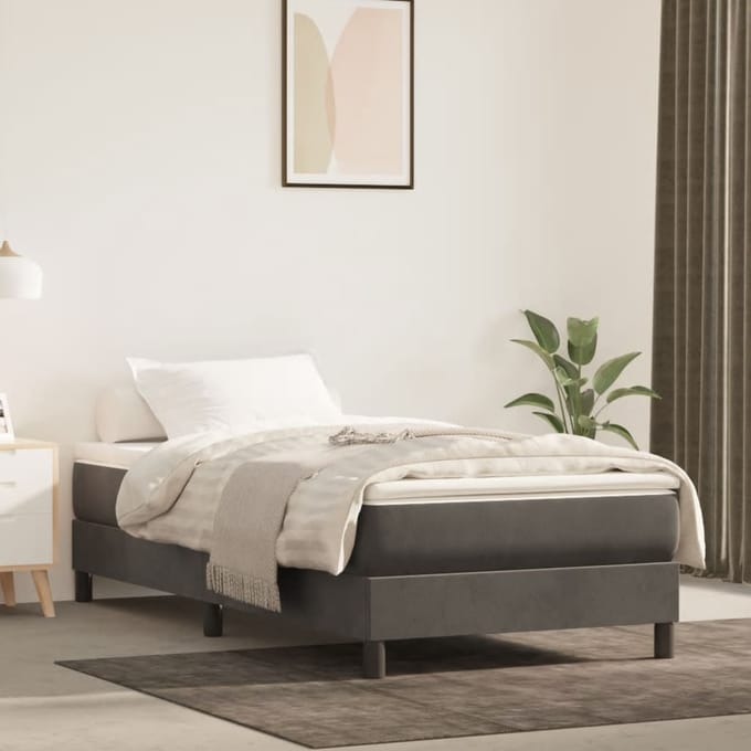 vidaXL - Boxspring - bed - 90x200 - cm - fluweel - donkergrijs