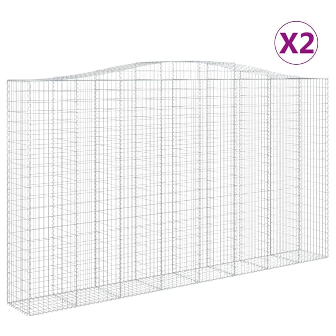 vidaXL - Schanskorven - 2 - st - gewelfd - 400x50x220/240 - cm - ijzer