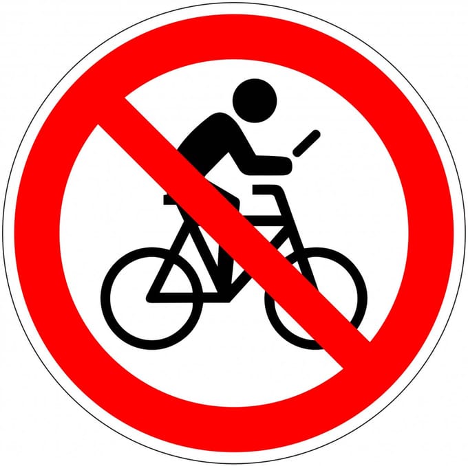 Niet appen op de fiets sticker 150 mm