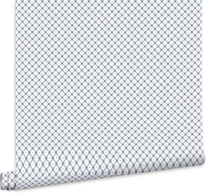 Laura Ashley Wickerwork Behang - Ruit - 10mx52cm - Blauw
