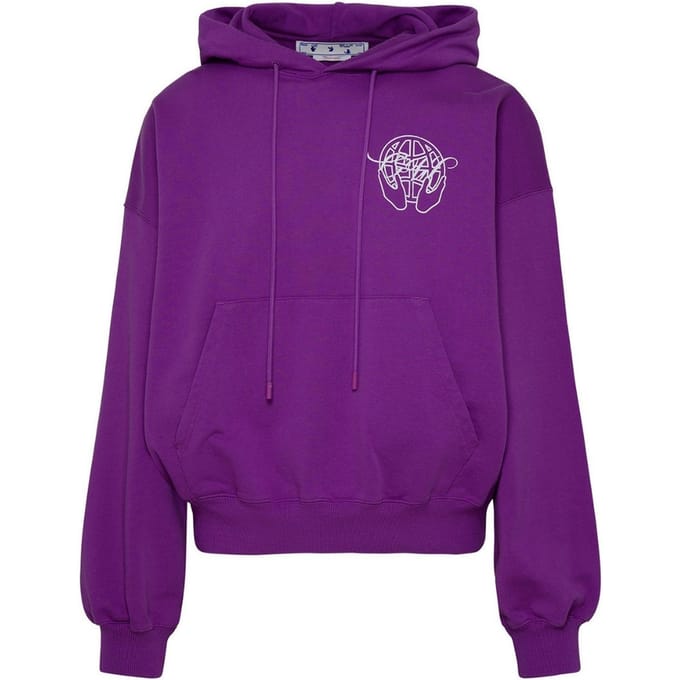 Gebroken wit handpijlontwerp Boxy Fit paarse oversized hoodie