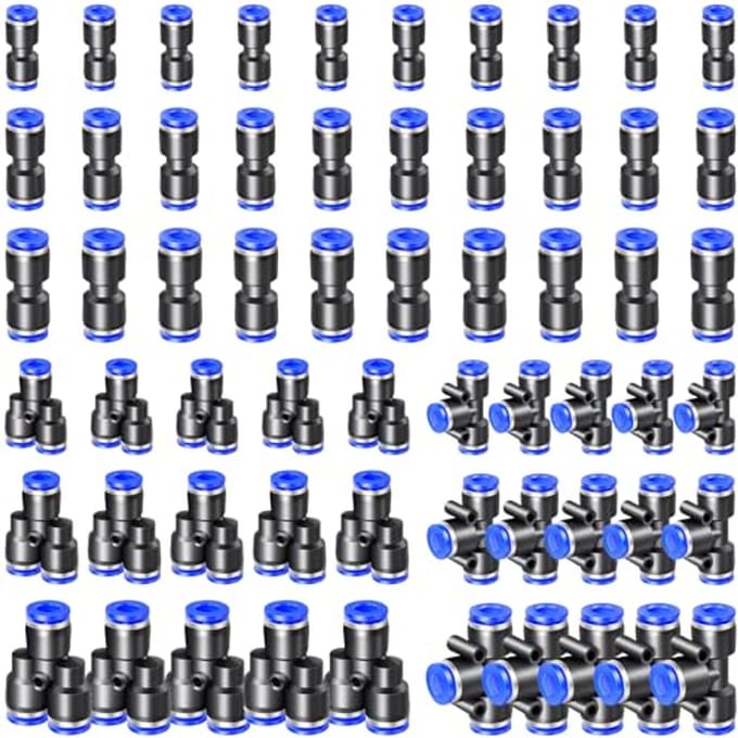60 Stuks Pneumatische Koppelingen 4mm/6mm/8mm - Snelkoppelingen voor Luchtleidingen