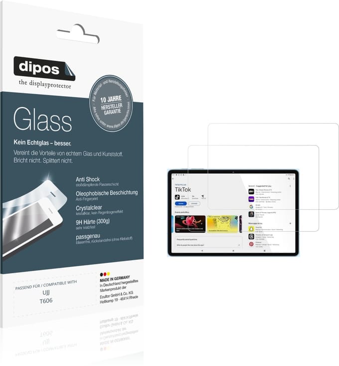 dipos – 2x Pantserfolie geschikt voor UJJ T606 | 9H Screenprotector