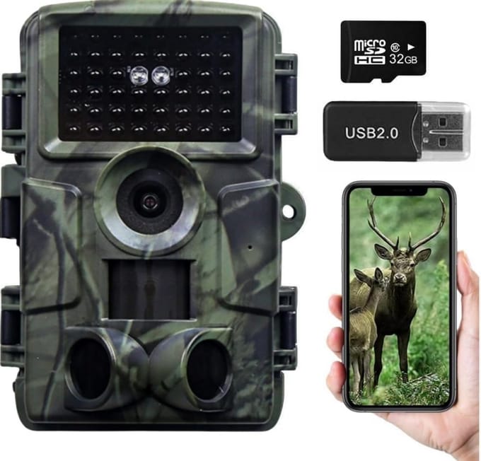 Wildcamera - Nachtzicht Camera - Dieren Observeren - 005s Activering - 4K 64MP - Legergroen