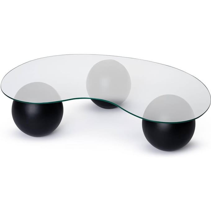 Vente-unique Salontafel van gehard glas - Transparant en zwart - DENISA